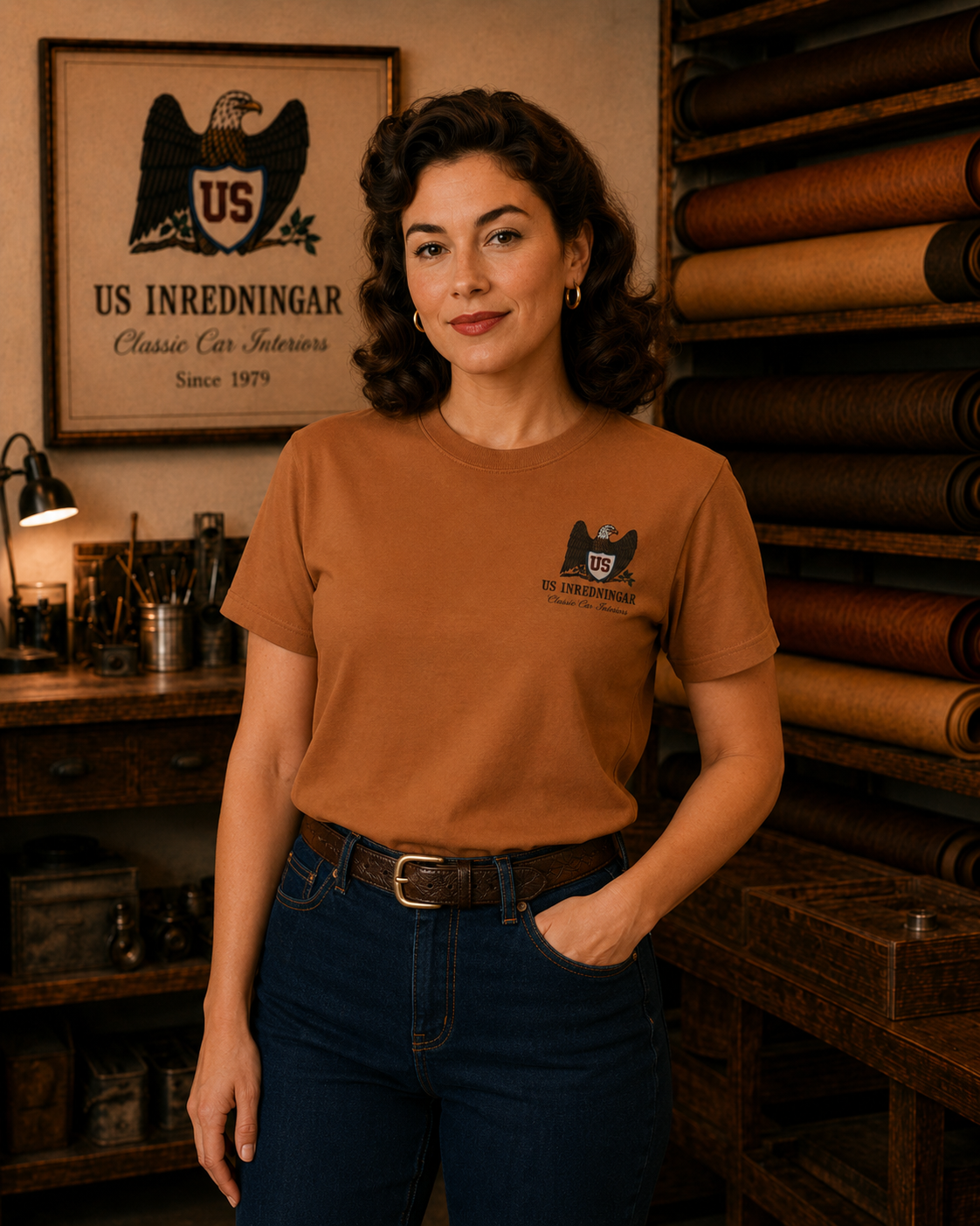 USEAGLE Wear Classic Tee – För Dam Varm Caramel