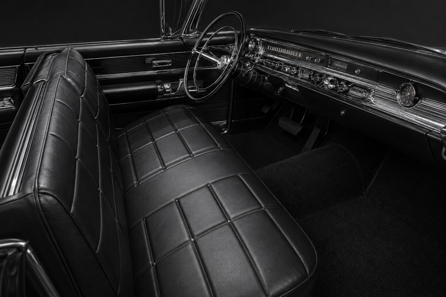 Cadillac Series 60 Special Fleetwood 1958 – komplett inredning i svart vinyl, renderad exempelbild